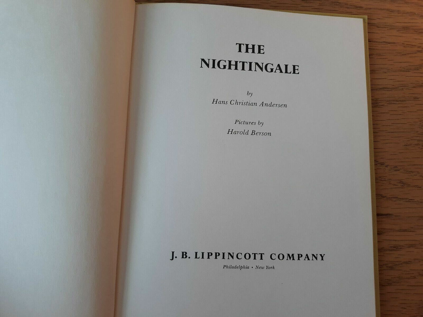 1962 The Nightingale Hans Christian Andersen J B Lippincott Hardcover