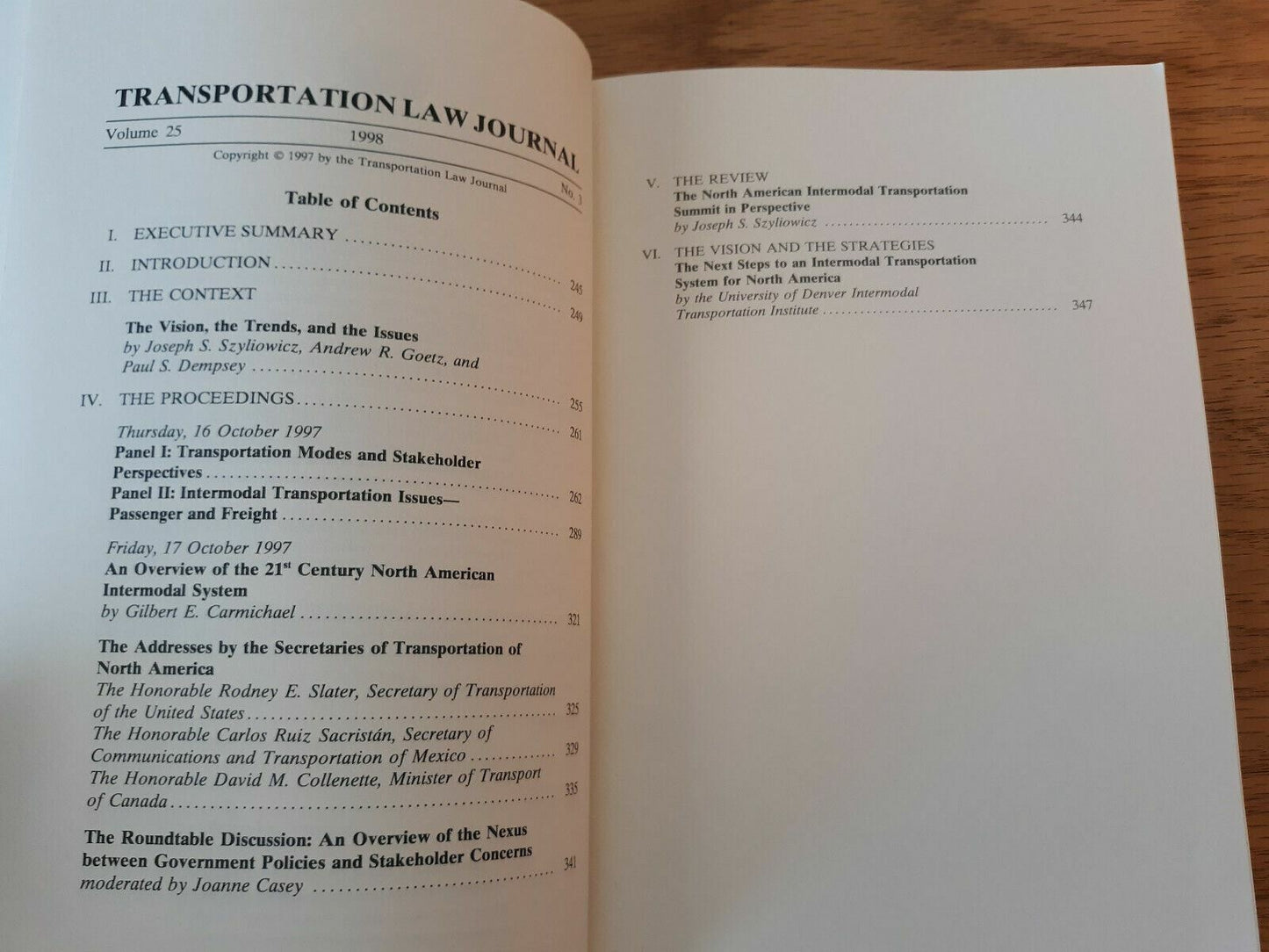 Transportation Law Journal Vol 25 1998