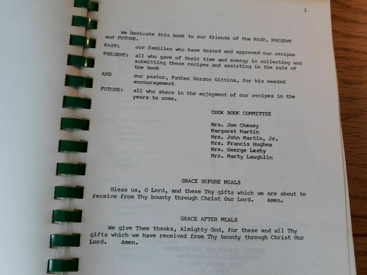 The Cream of Our Crop 1972 Imogene Iowa Saint Patrick Church Cookbook