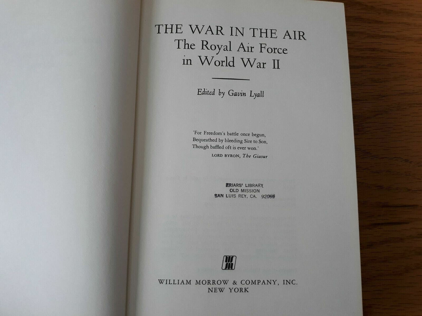 The War in the Air The Royal Air Force in World War II by Gavin Lyall 1969