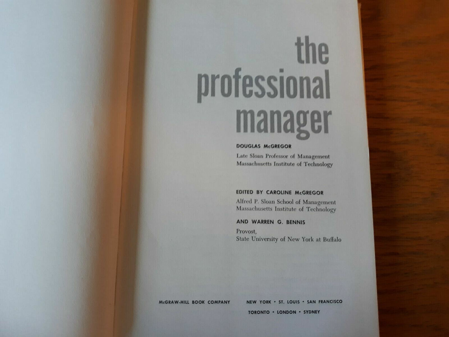 The Professional Manager by Douglas McGregor 1967 Hardcover Dust Jacket