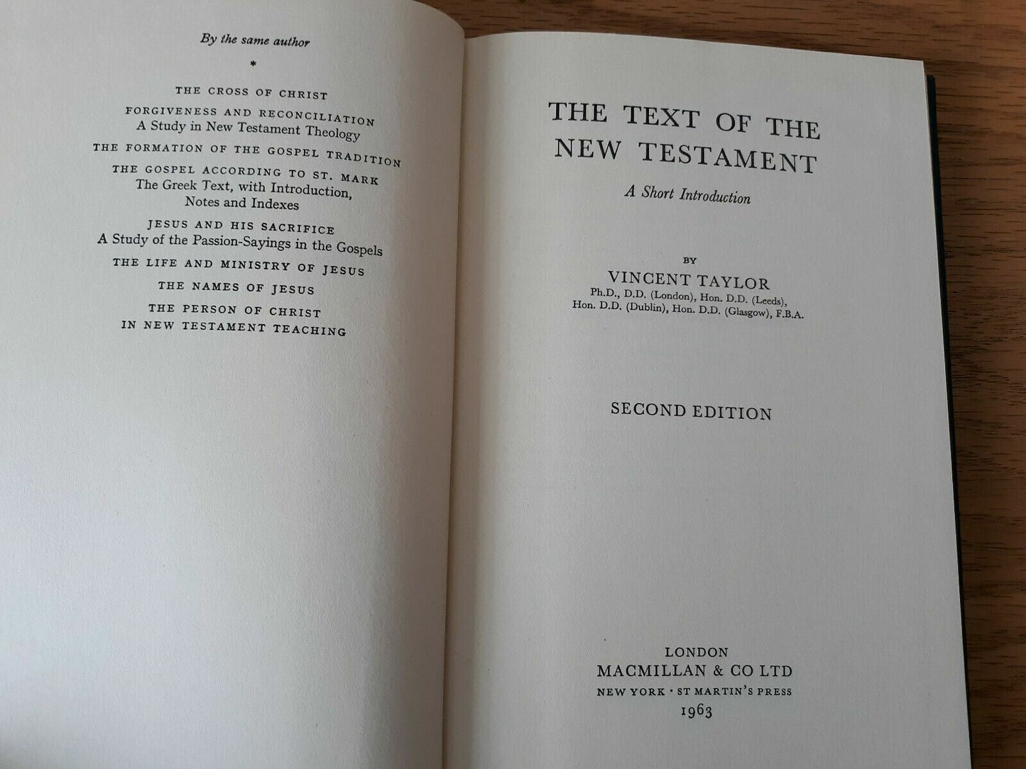 The Text of the New Testament a Short Introduction by Vincent Taylor 1963 2nd Ed