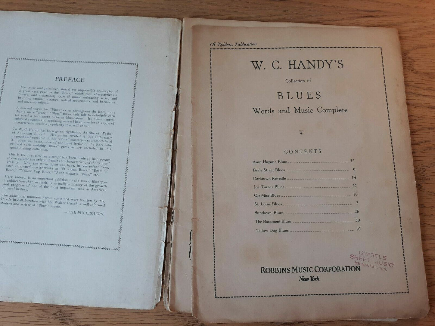 W.C. Handy's Collection of Blues Sheet Music Book ~Words & Music~