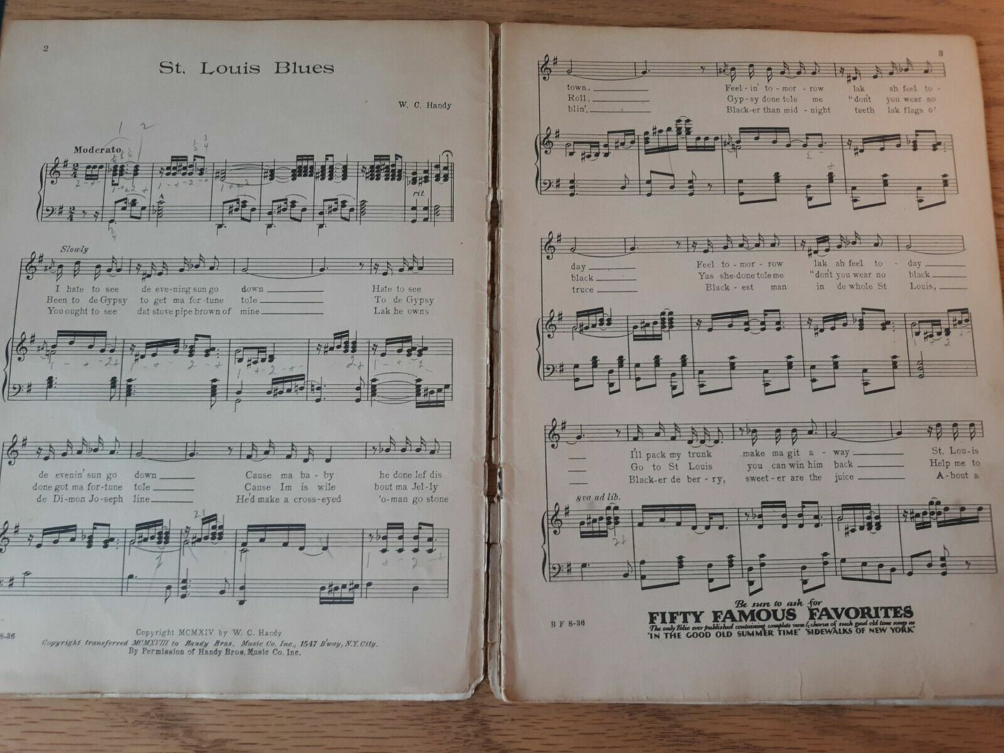 W.C. Handy's Collection of Blues Sheet Music Book ~Words & Music~