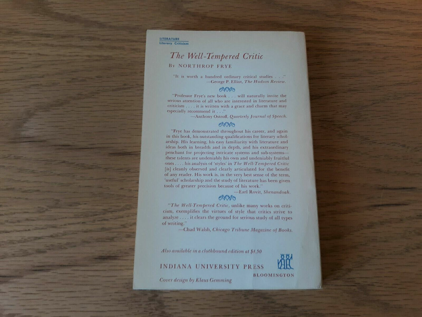 The Well-Tempered Critic by Northrop Frye 1963