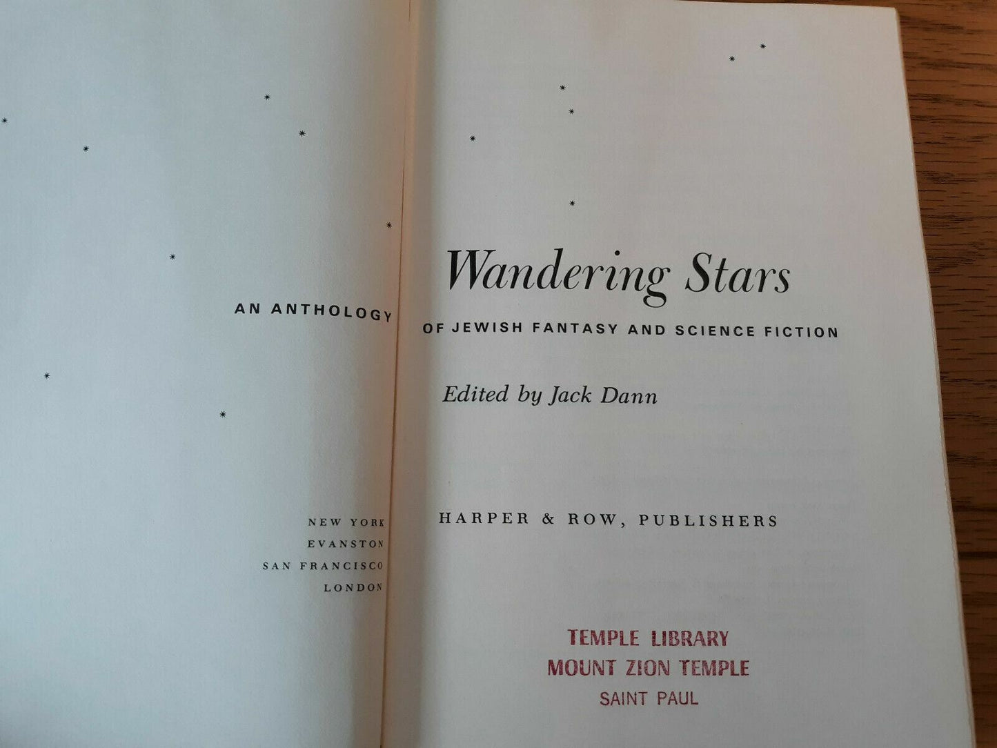 Wandering Stars Anthology Of Jewish Fantasy & Science Fiction By Jack Dann 1974