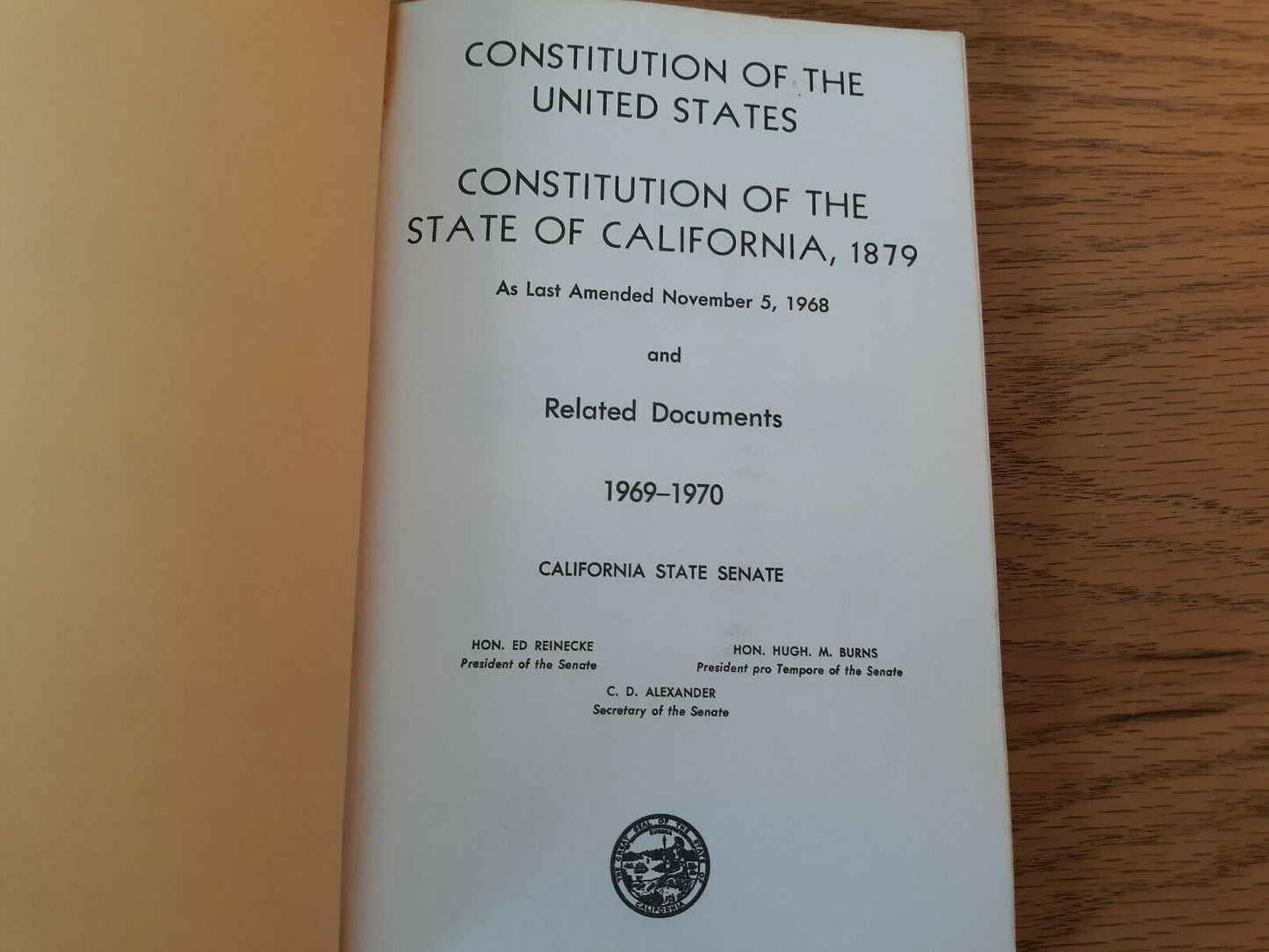 United States Constitution California 1970 C D Alexander Paperback