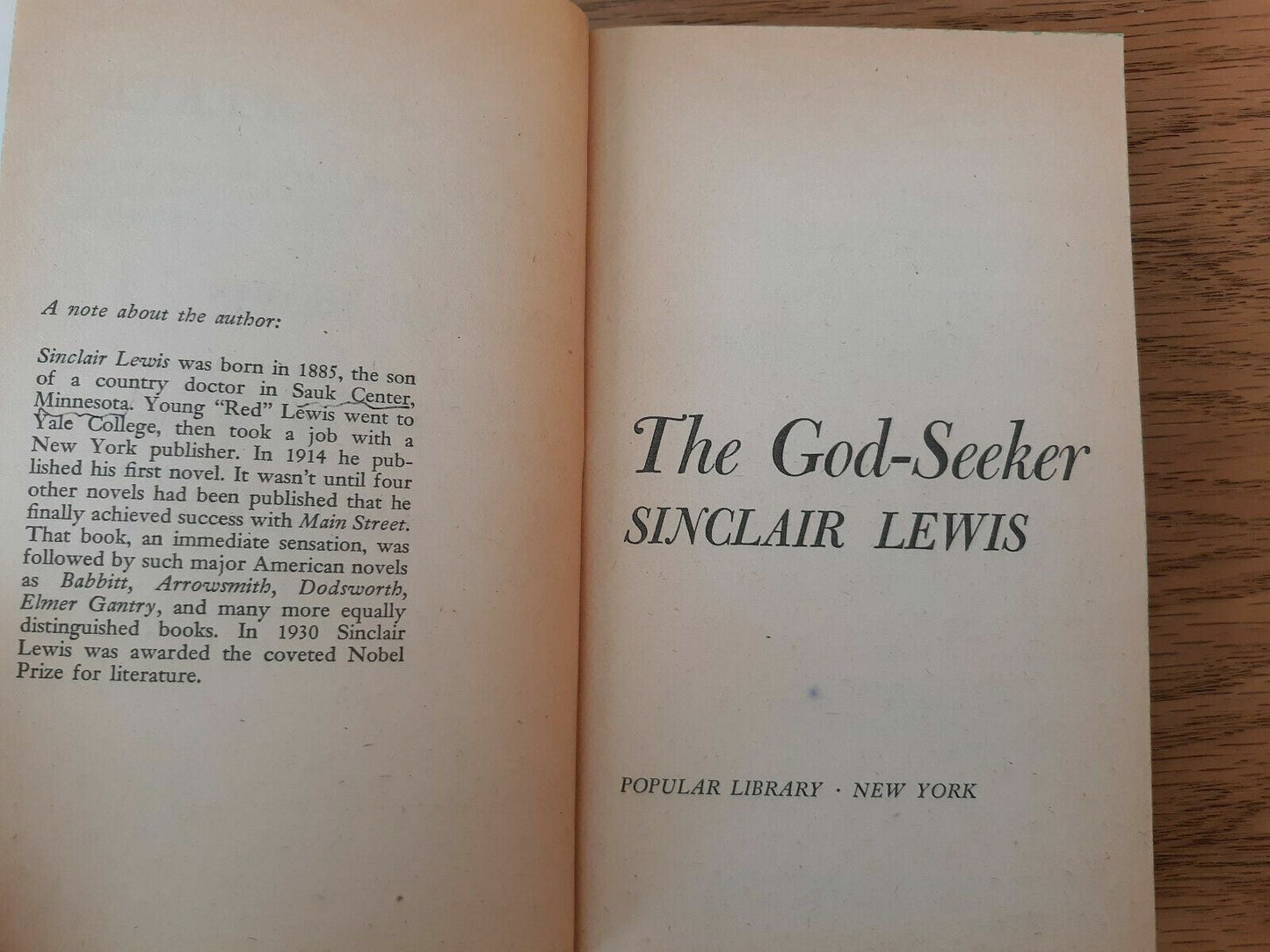 The God-Seeker by Sinclair Lewis 1962