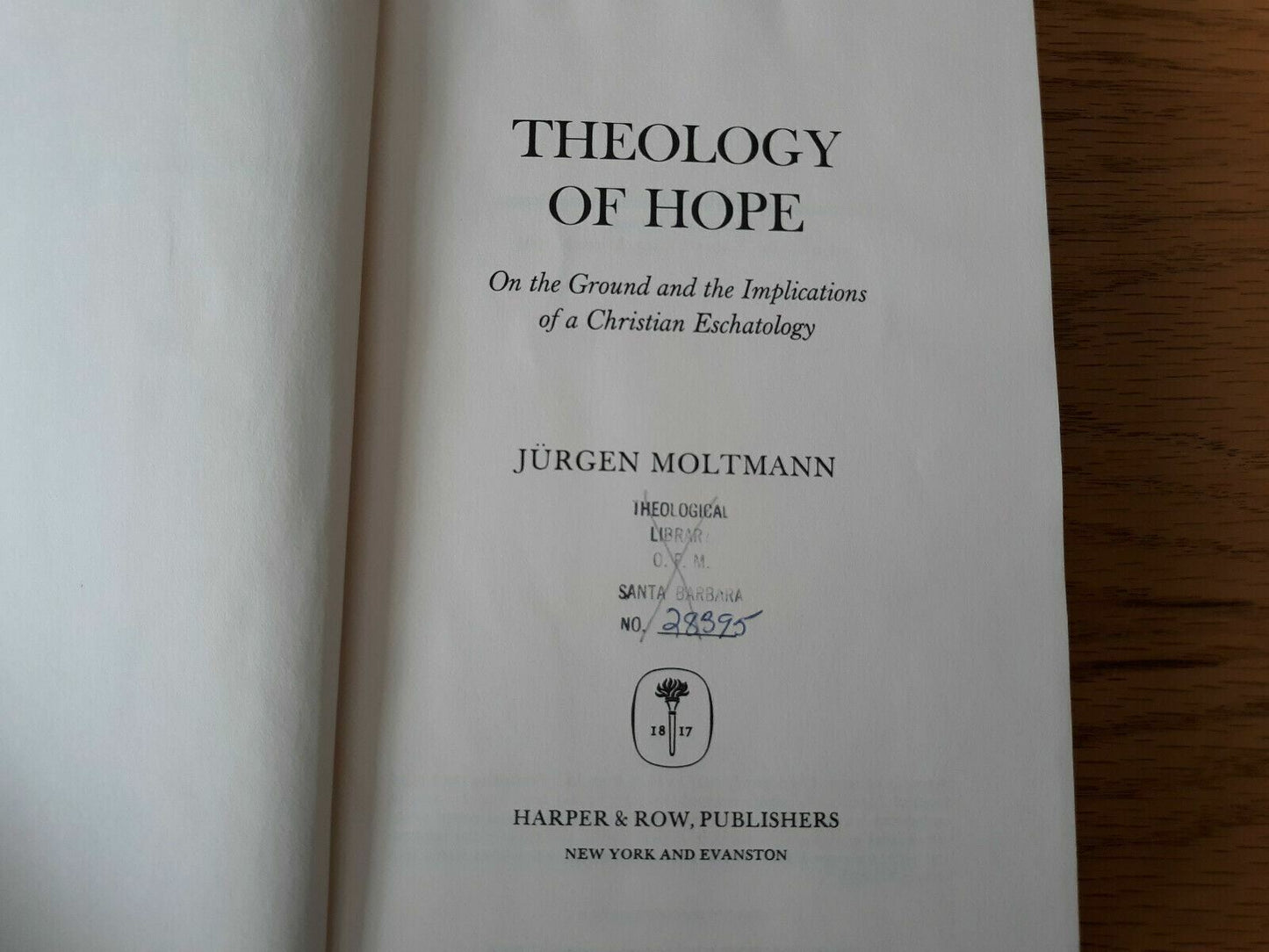 Theology of Hope Hardcover 1967 by Jurgen Moltmann Harper & Row