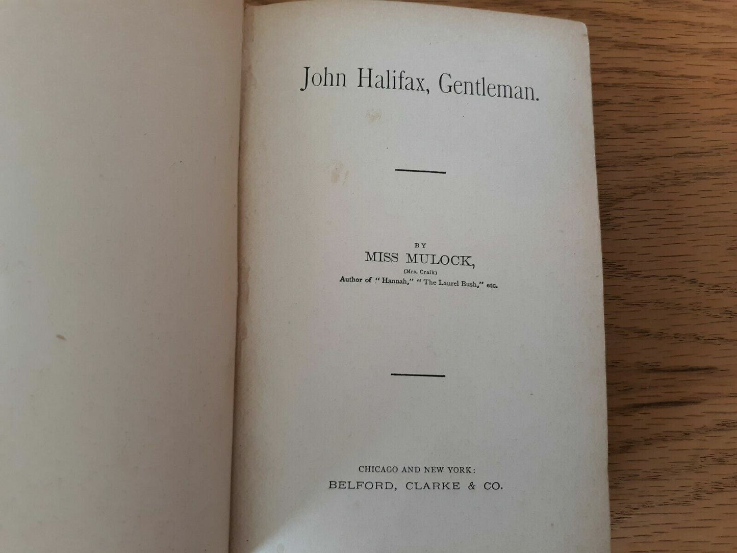 John Halifax Gentleman By Miss Mulock Hardcover Belford Clarke