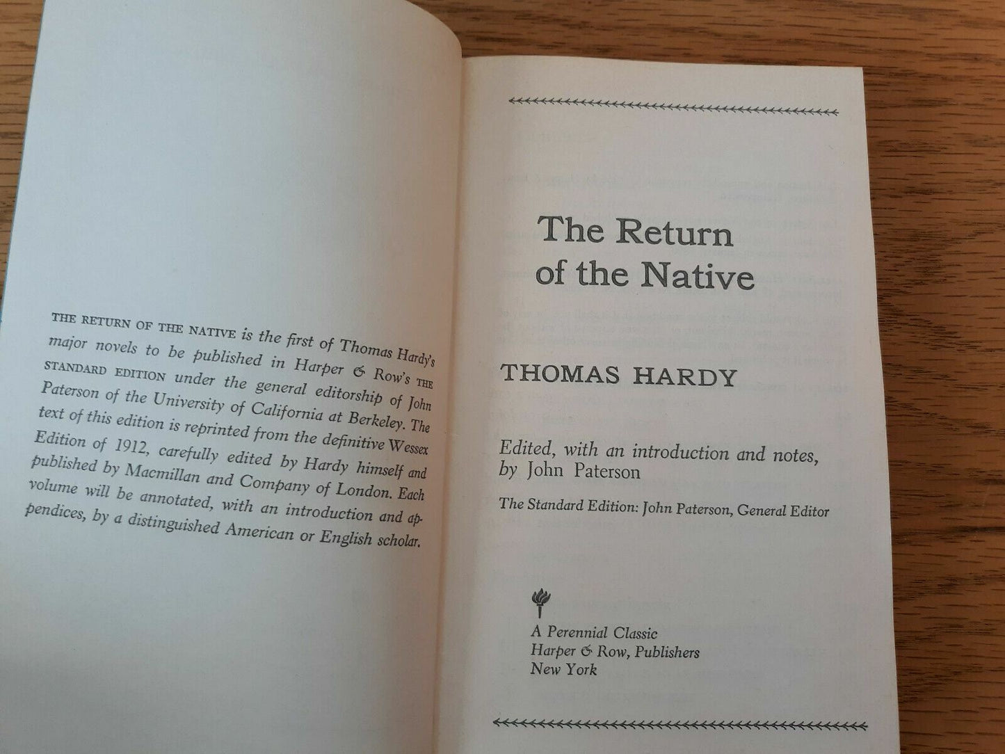 The Return of the Native Thomas Hardy 1966 A Perennial Classic Hardcover