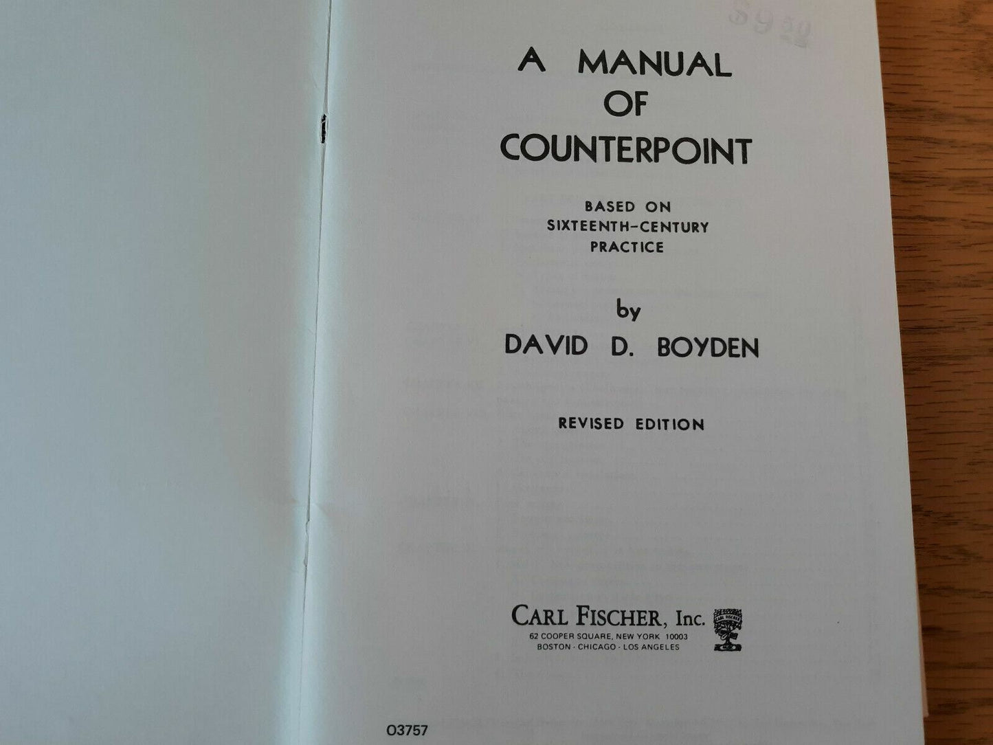 A Manual Of Counterpoint Based On 16th Century Practice Boyden W/Supplement