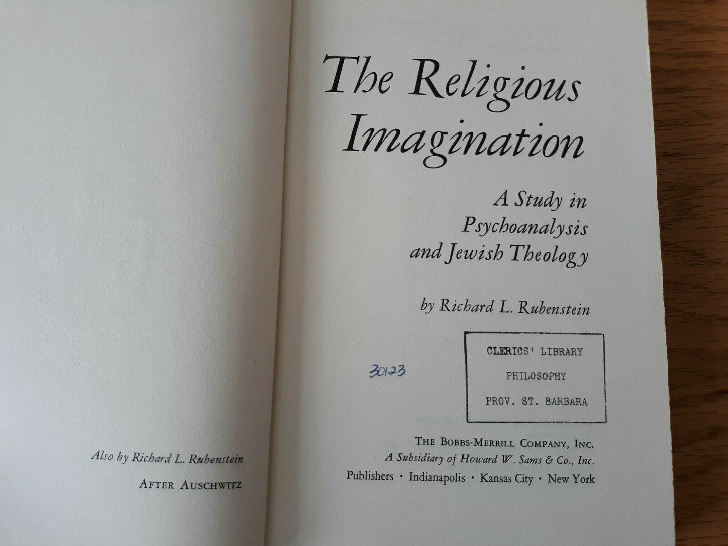 The Religious Imagination by Richard Rubinstein 1968 1st Printing Hardcover