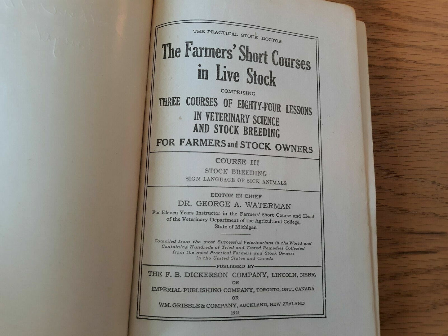 The Practical Stock Doctor, Course III, Stock Breeding, Prescriptions 1921