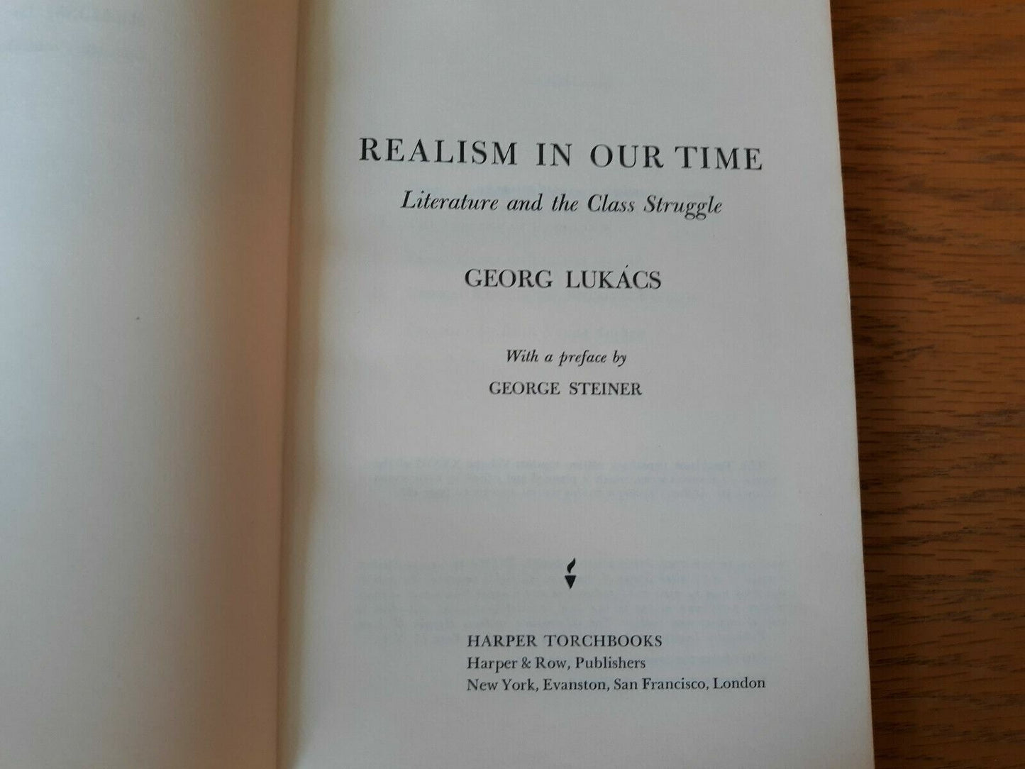 Realism in Our Time Georg Lukacs 1971 Paperback Harper Torchbooks