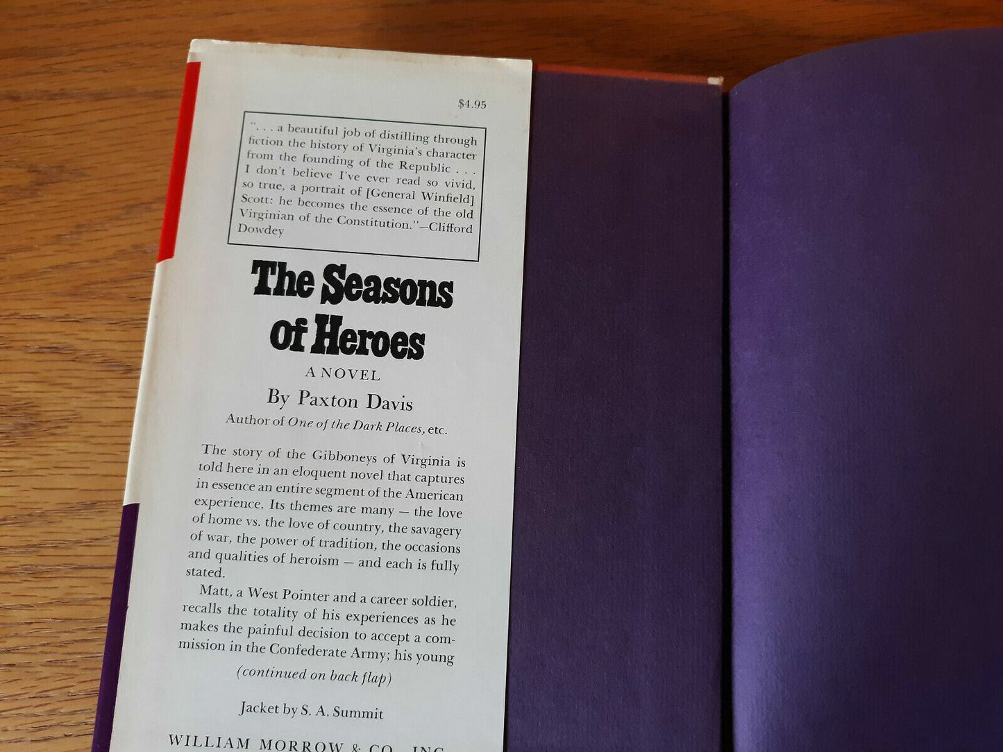 The Seasons Of Heroes Paxton Davis 1967 Hardcover Dust Jacket Inscribed