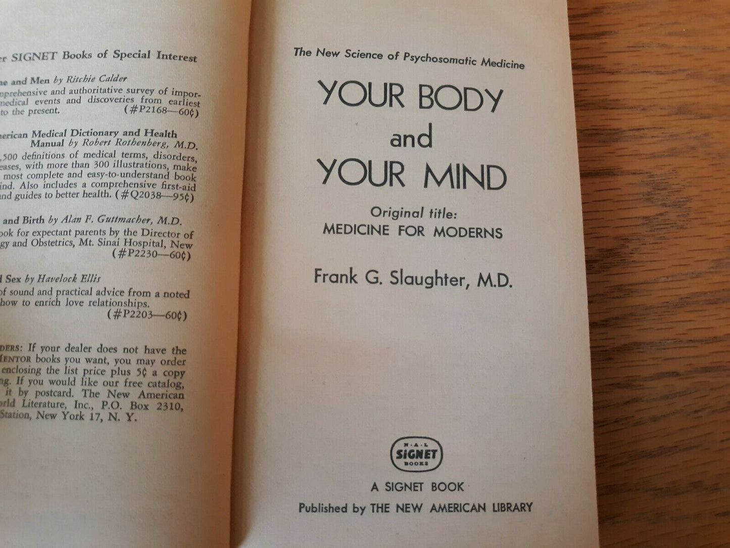 Your Body and Your Mind by Frank Slaughter 1963