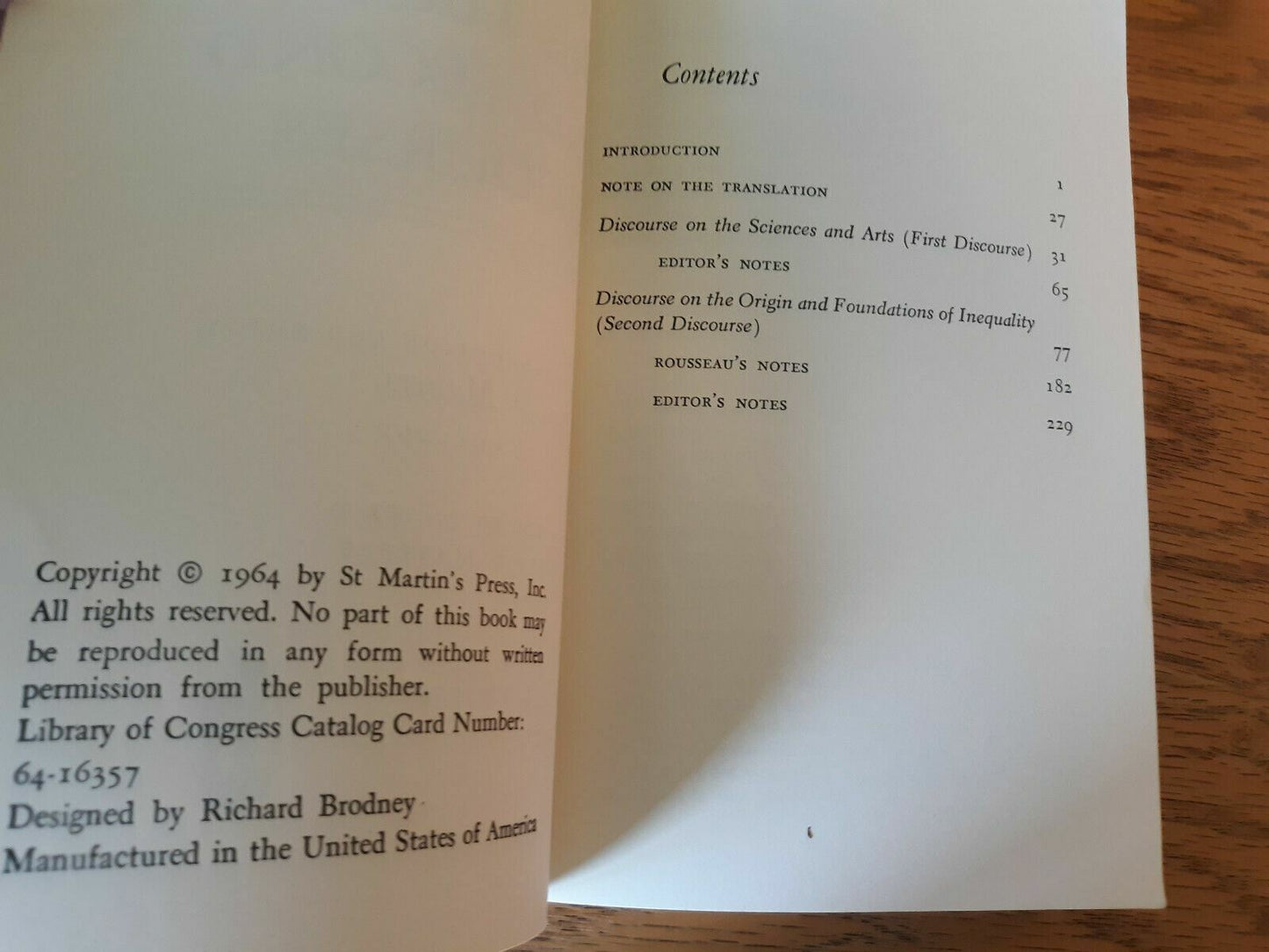 The First and Second Discourses by Jean-Jacques Rousseau (1964, Brown Paperback)