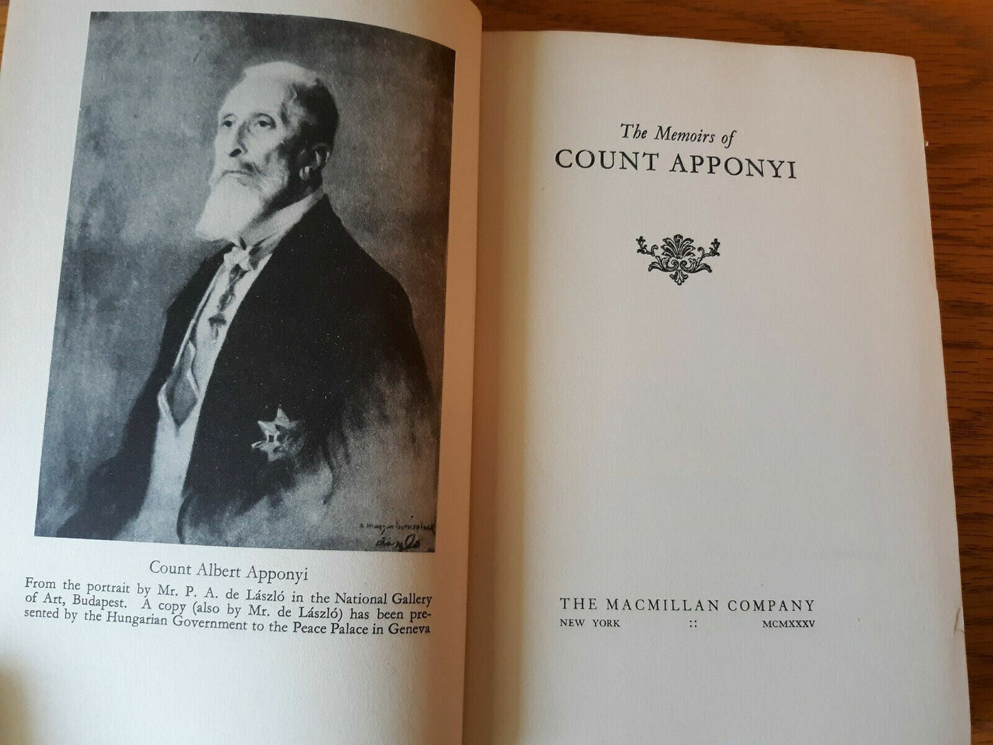 The Memoirs of Count Apponyi 1935 Macmillan Hardcover