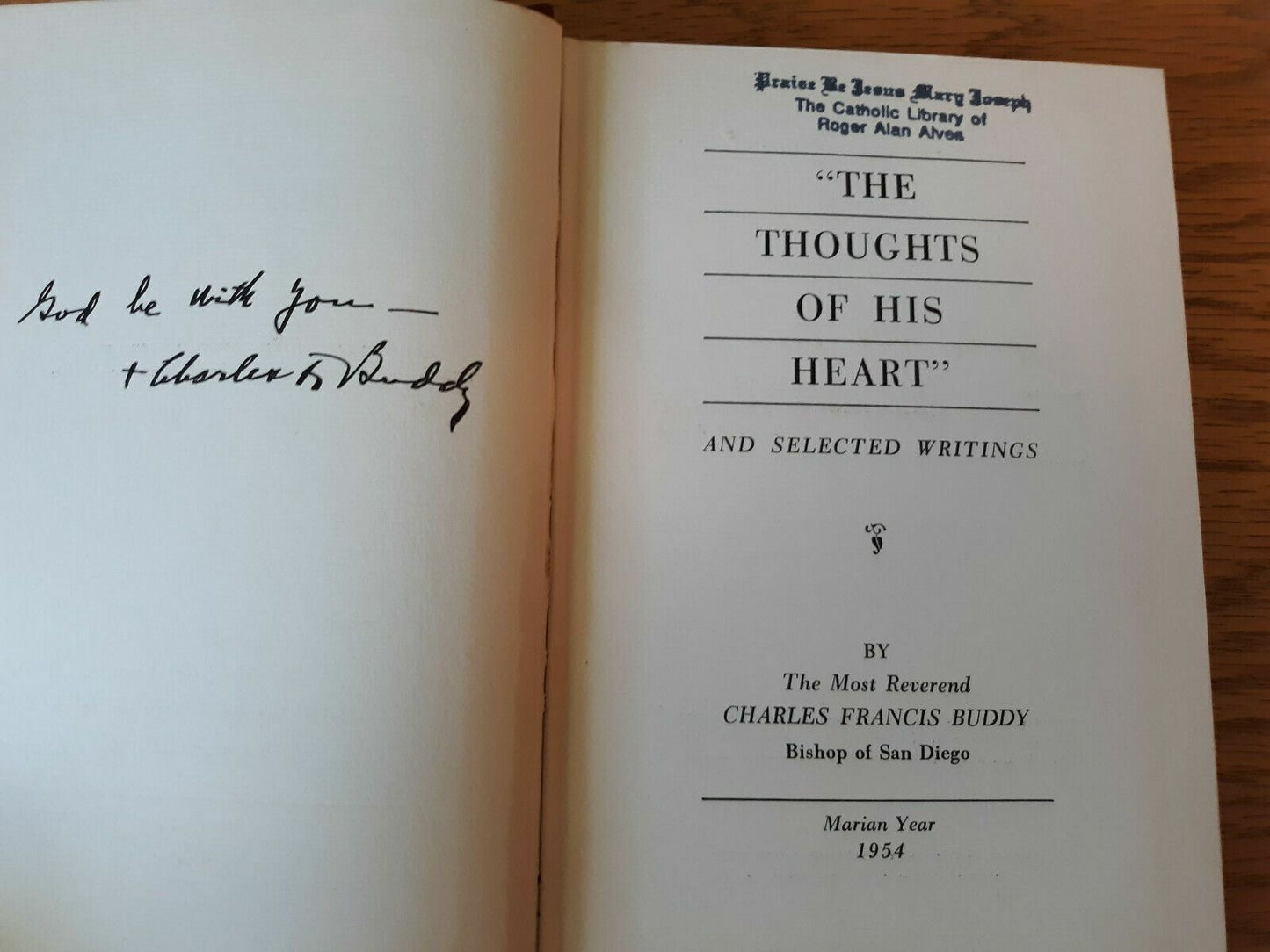 The Thoughts Of His Heart and Selected Writings by Charles Francis Buddy 1954