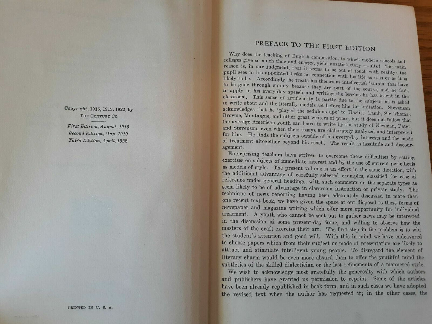 Writing of Today Models of Journalistic Prose by Cunliffe and Lomer 1922