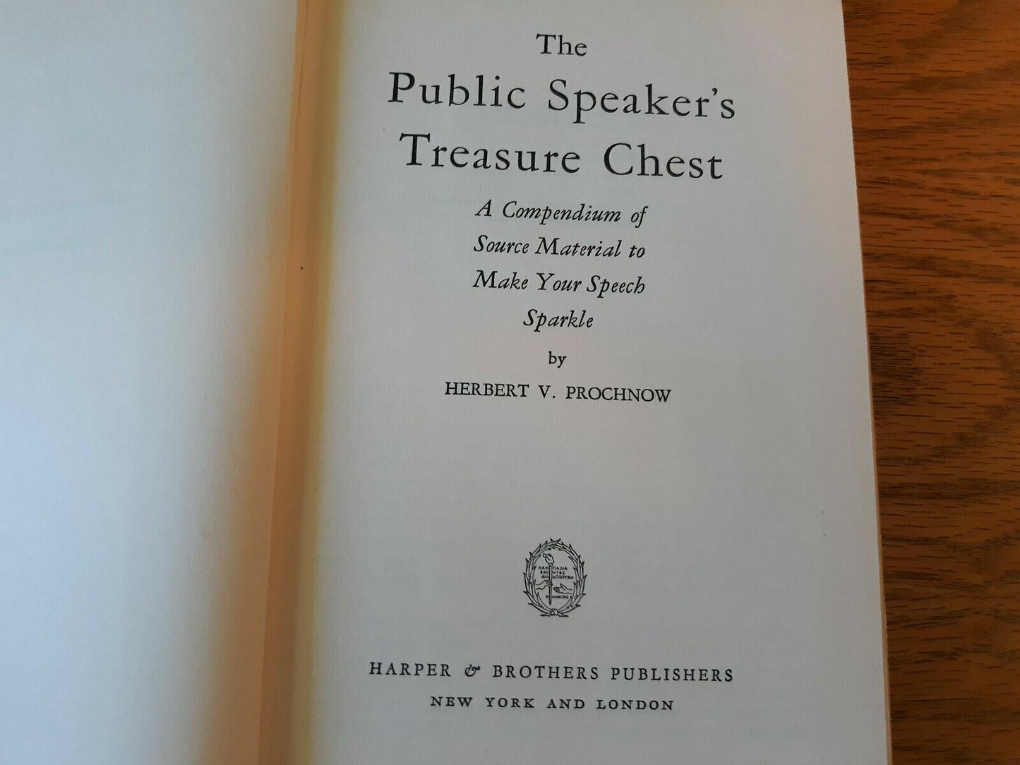 The Public Speaker's Treasure Chest by Herbert V. Prochnow 1942 Hardcover