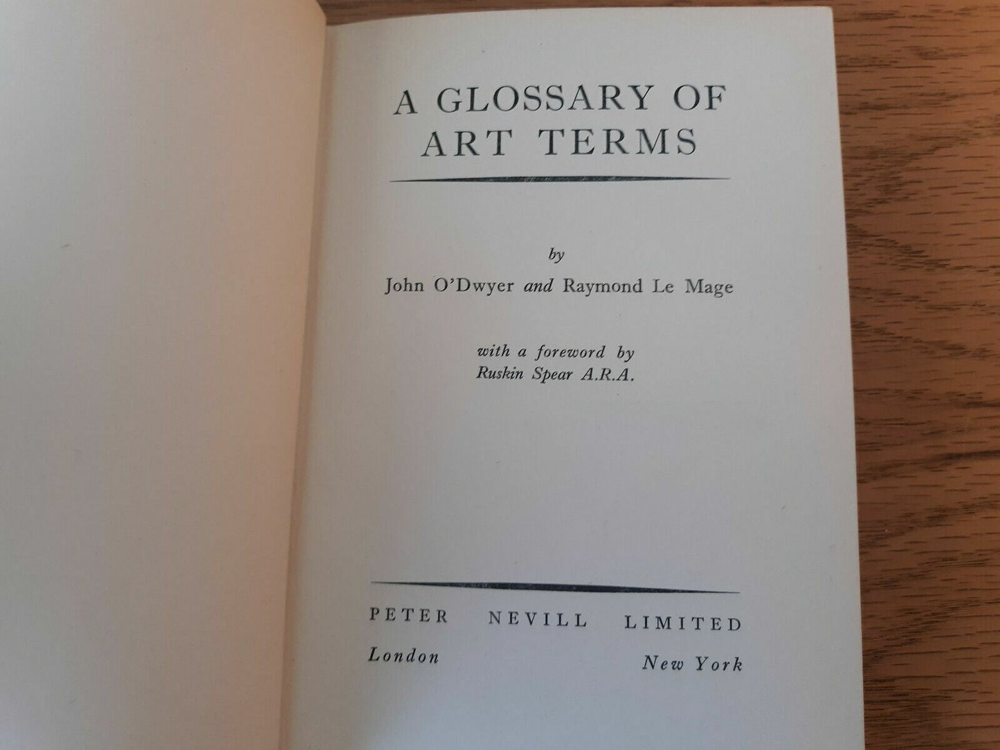A Glossary of Art Terms by John O'Dwyer 1950