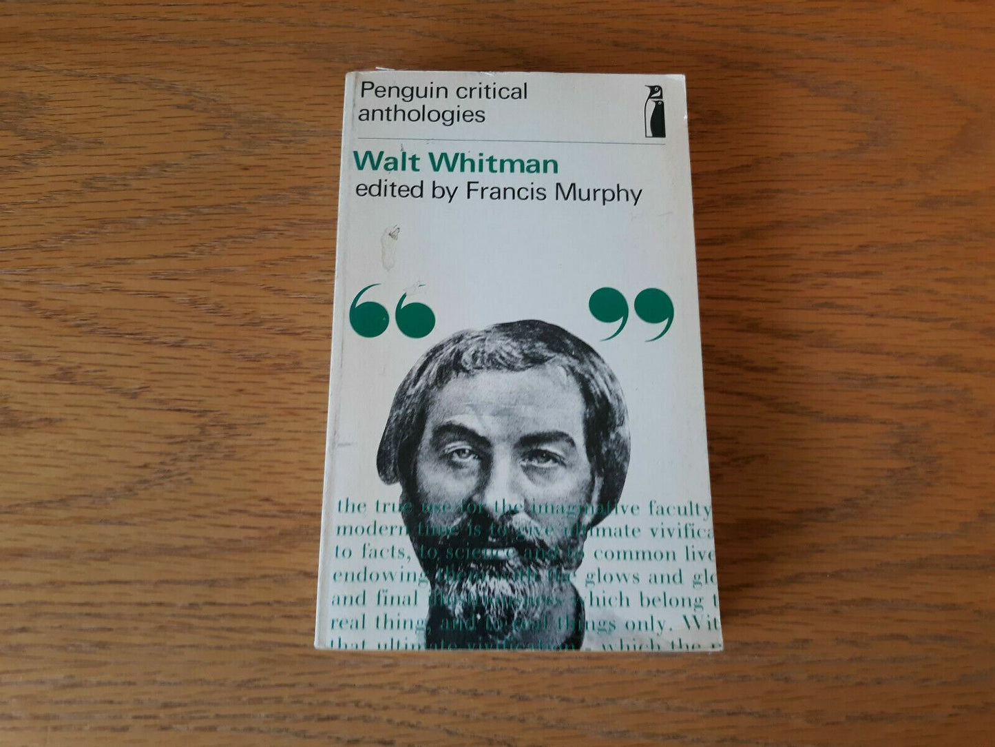 Walt Whitman A critical anthology Penguin critical anthologies Paperback 1969