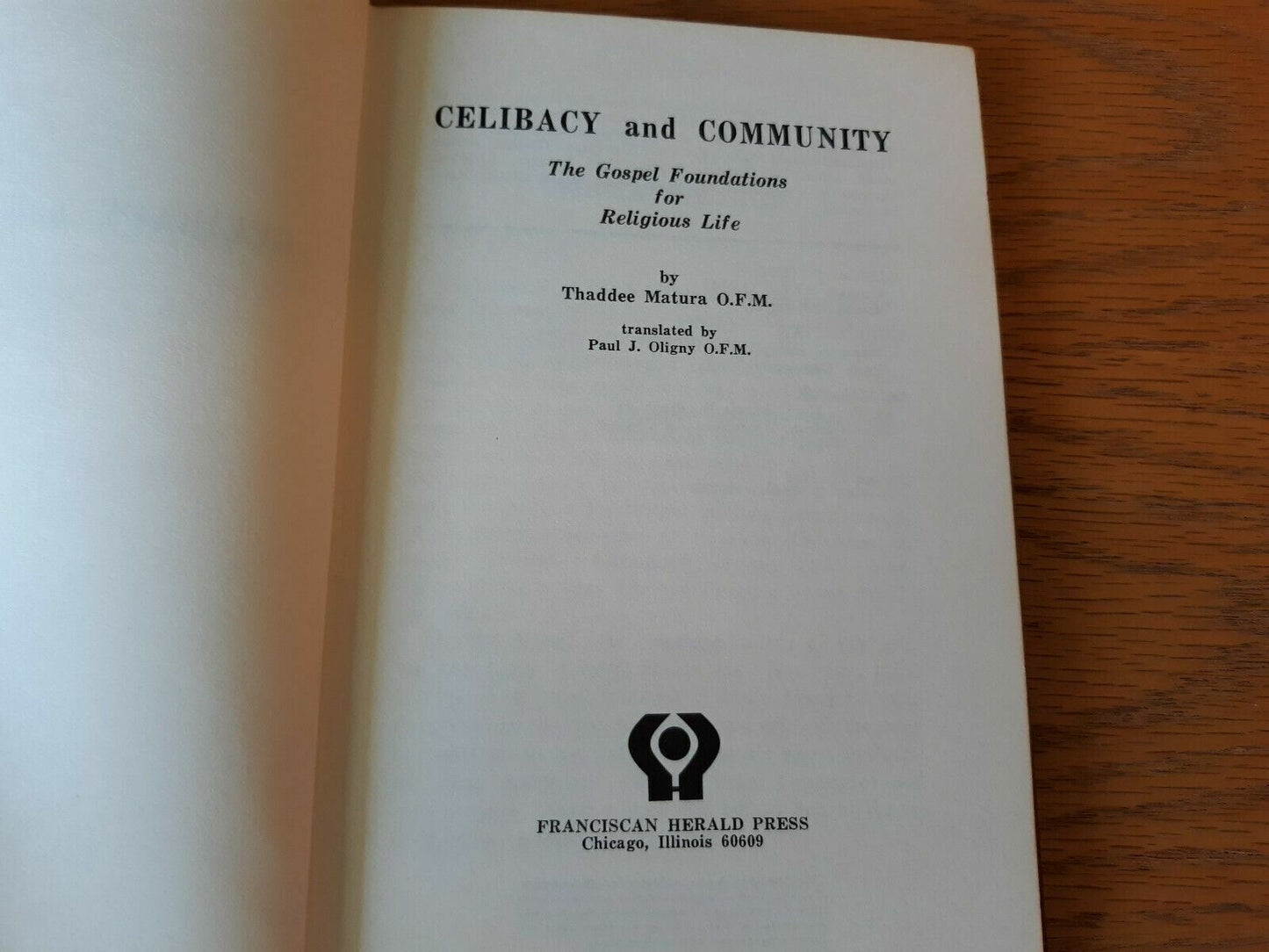 Celibacy And Community Thaddee Matura 1968 Hardcover Franciscan Herald Press