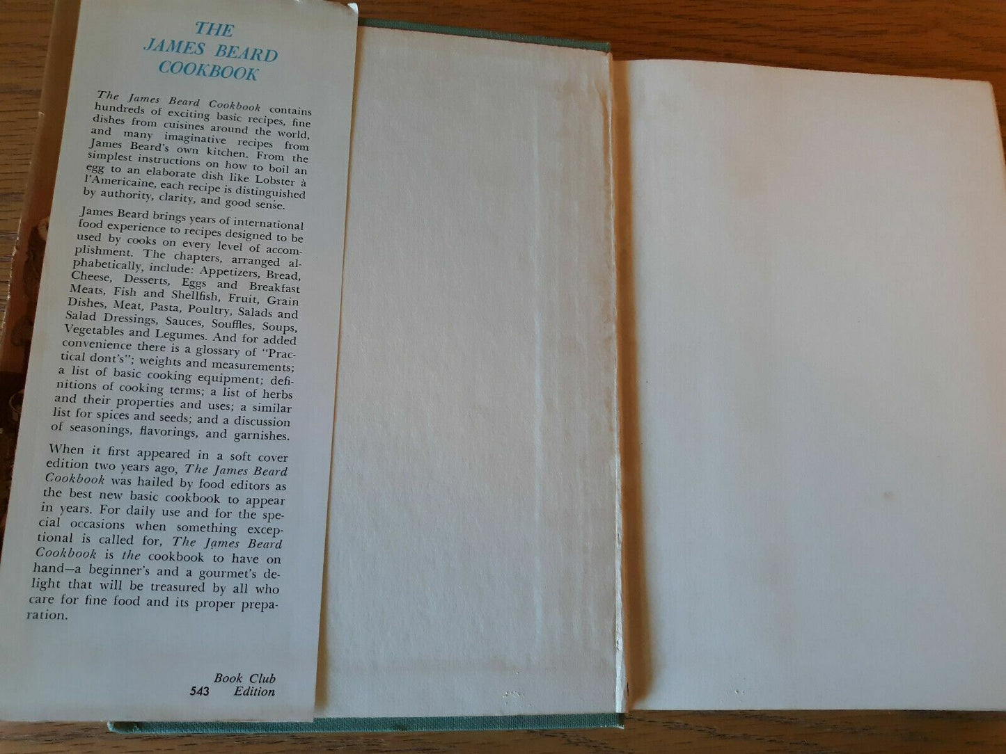 The James Beard Cookbook 1961 Hardcover Book Club Edition