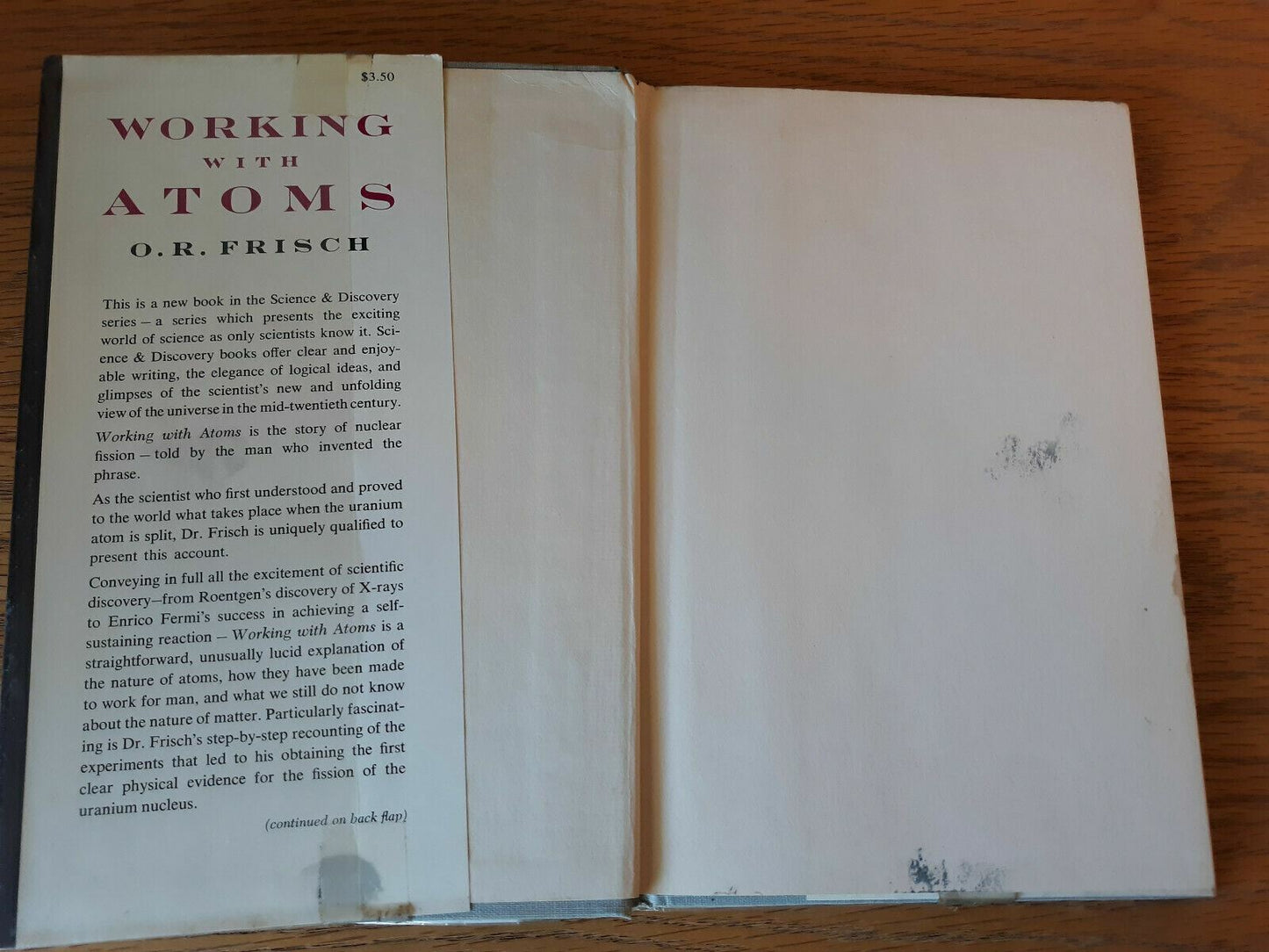 Working With Atoms O R Frisch 1965 Hardcover Dust Jacket