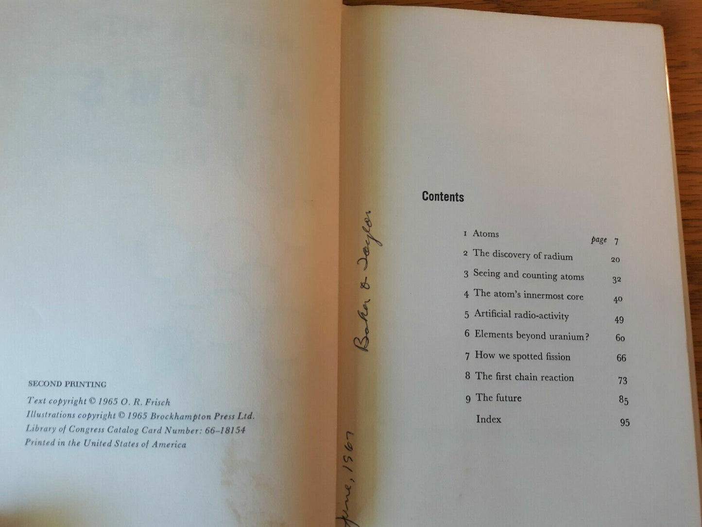 Working With Atoms O R Frisch 1965 Hardcover Dust Jacket