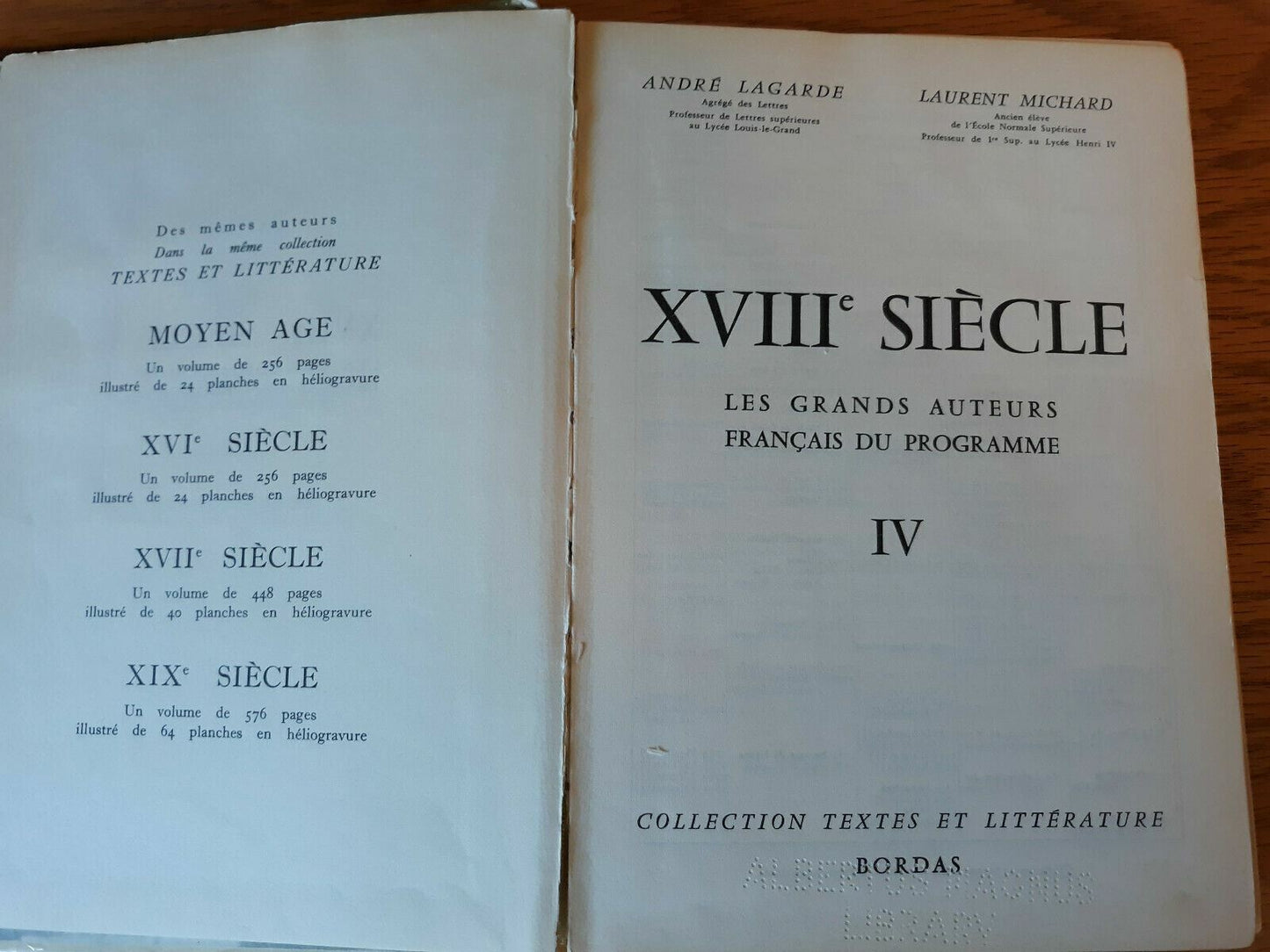 XVIII Siecle Les Grands Auteurs Francais Du Programme IV 1961 French