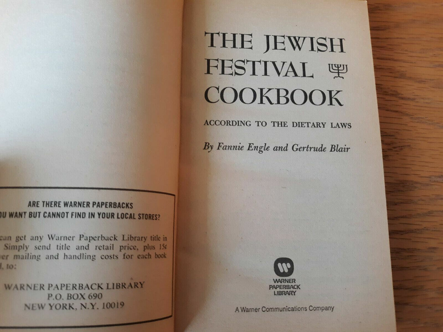 The Jewish Festival Cookbook by Fannie Engle 1975