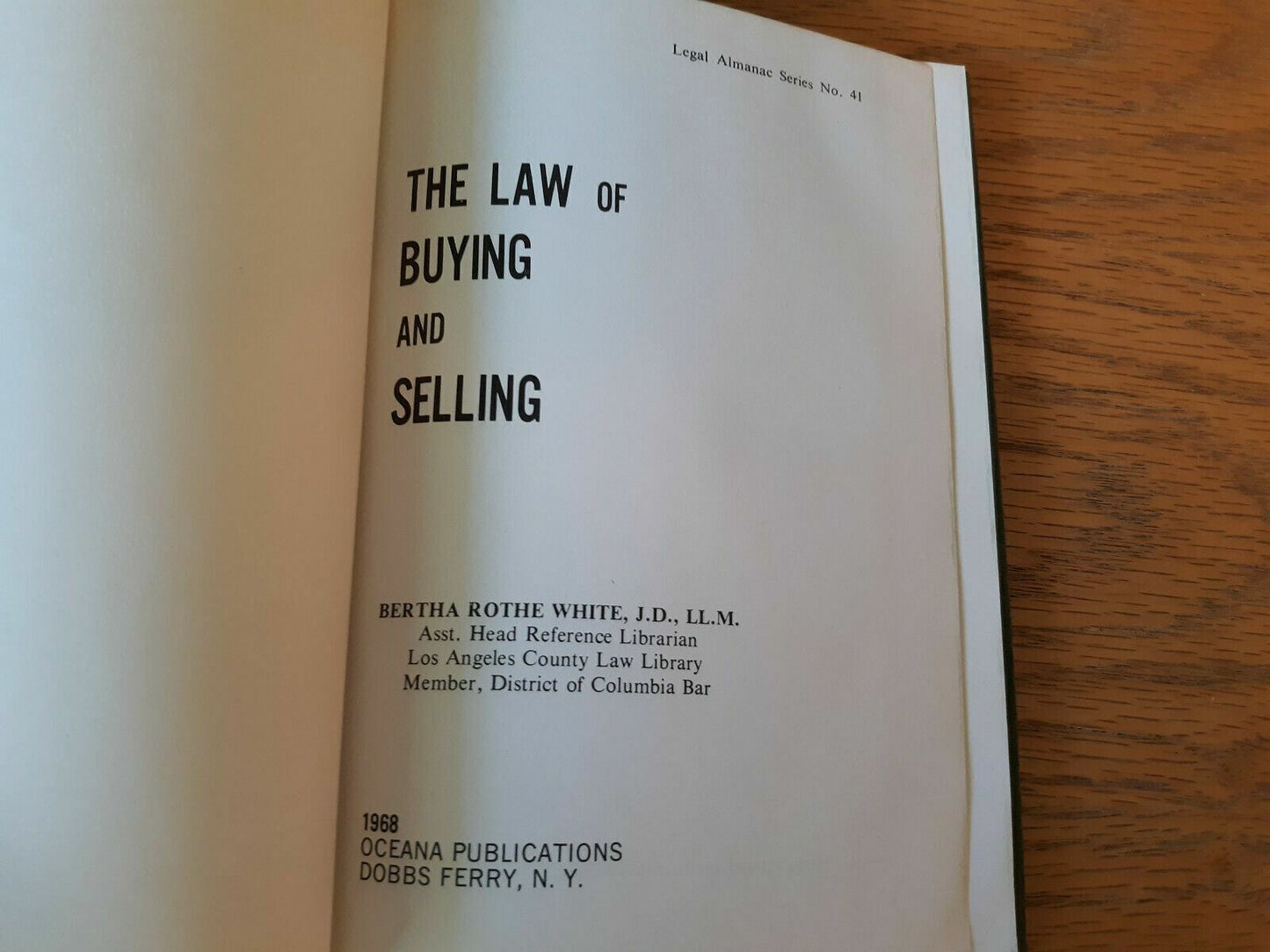 The Law Of Buying And Selling Bertha Rothe White 1968 Hardcover