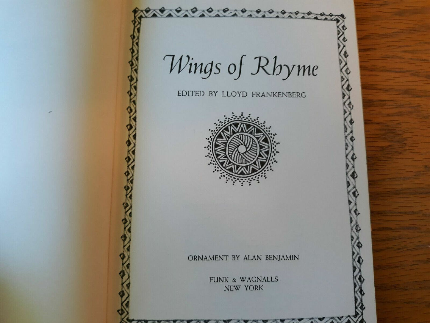 Wings Of Rhyme Lloyd Frankenberg 1967 Hardcover Dust Jacket Funk & Wagnalls