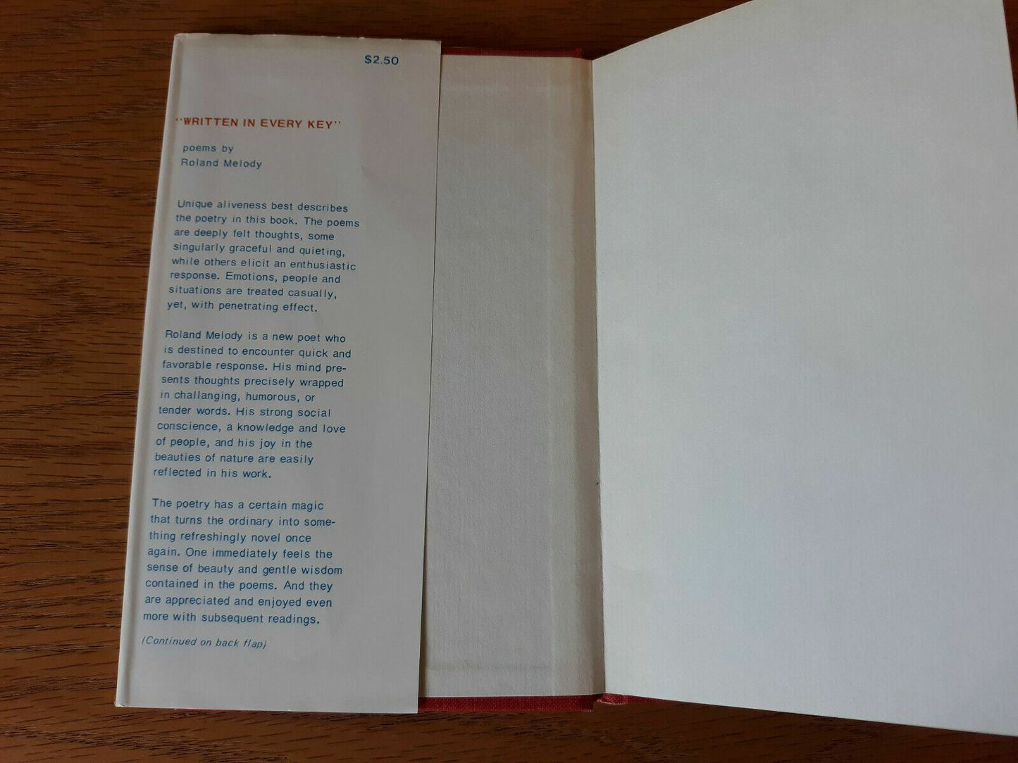 Written in Every Key Poems by Roland Melody 1971 Camark Press Hardcover Dust Jac