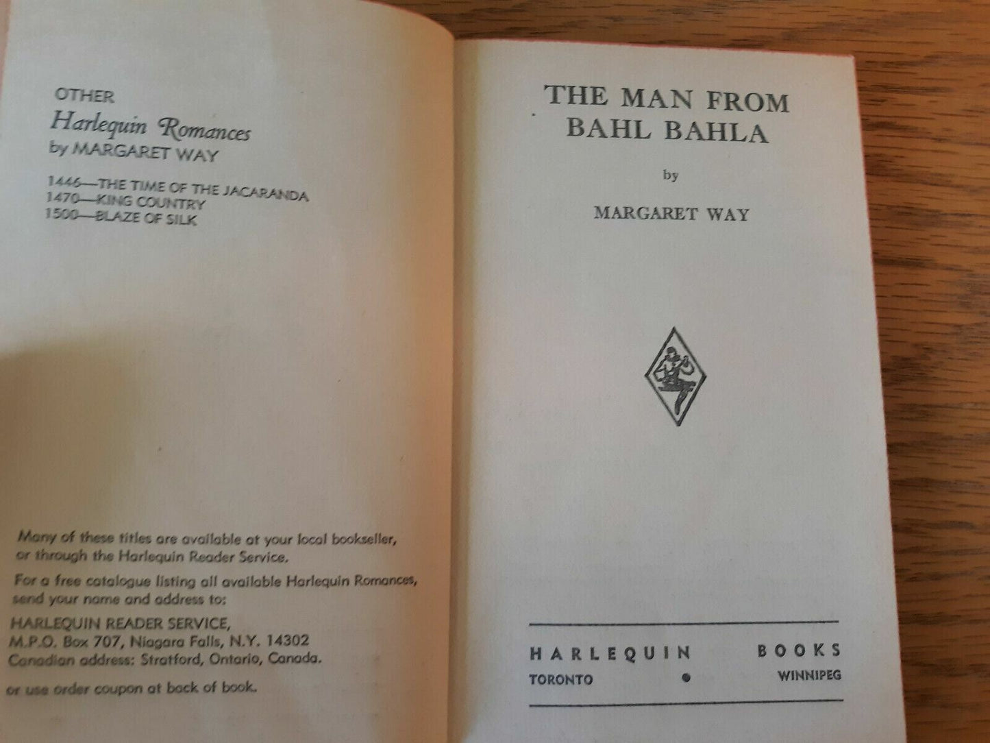 The Man From Bahl Bahla (Harlequin Romance, No. 1530) by Margaret Way 1972