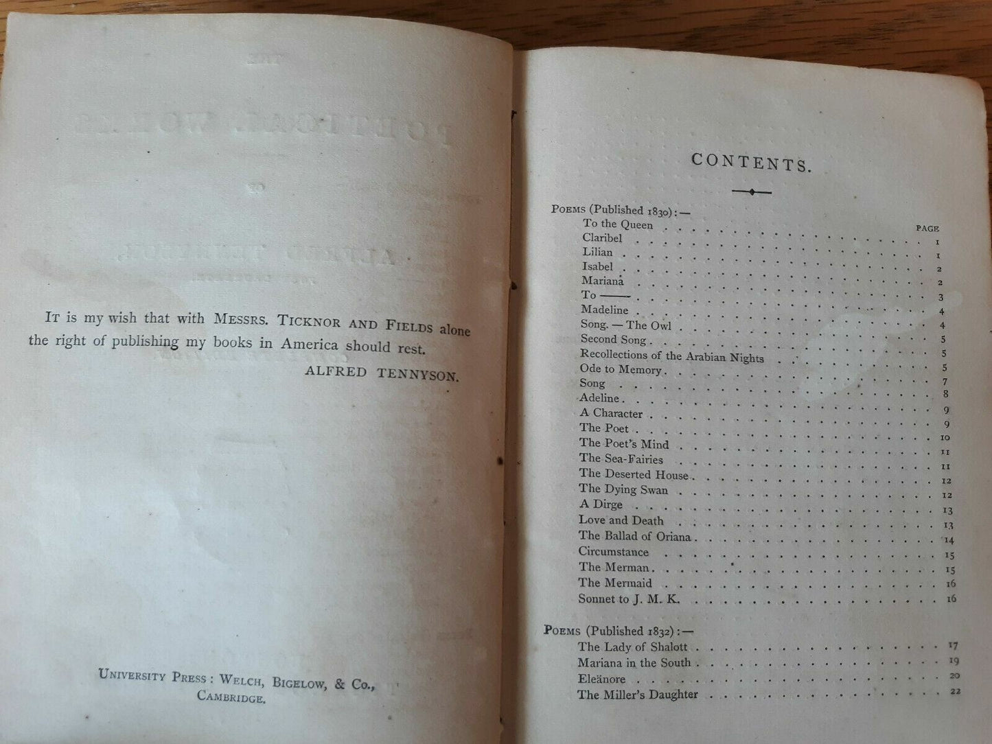 The Poetical Works of Alfred Tennyson 1867 Diamond Complete Edition