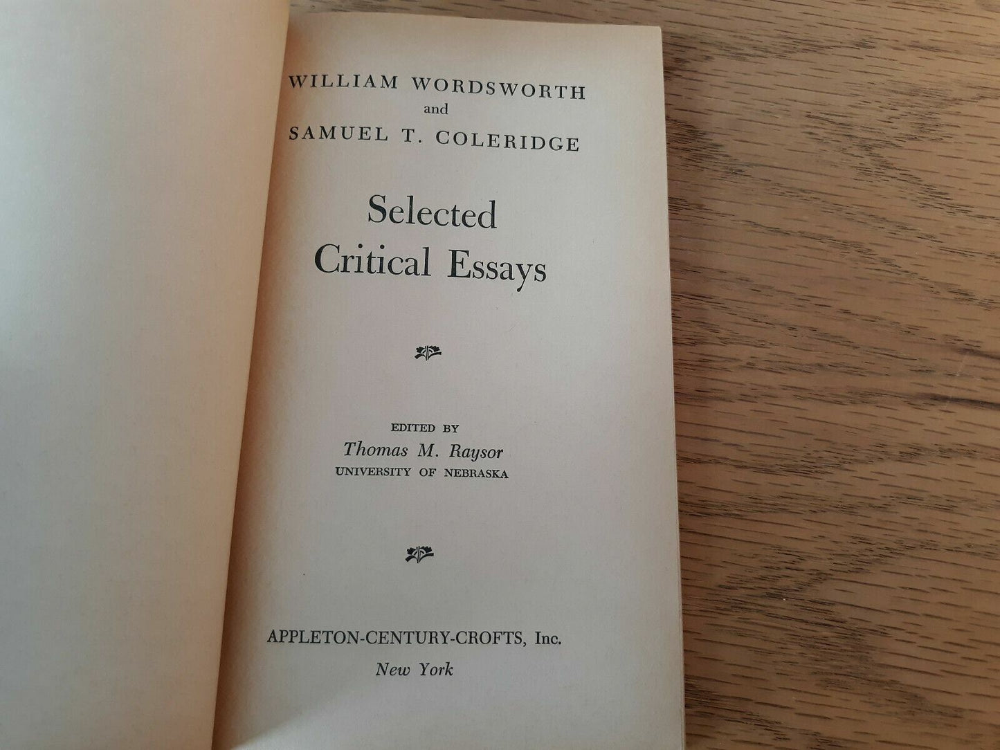 Wordsworth & Coleridge Selected Critical Essays Paperback 1958 Thomas M. Raysor