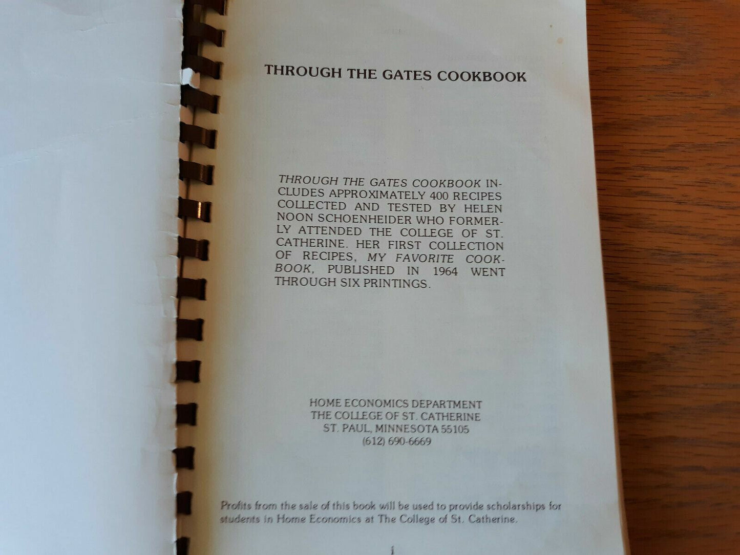 Through The Gates Cookbook The College Of St Catherine Minnesota 1964