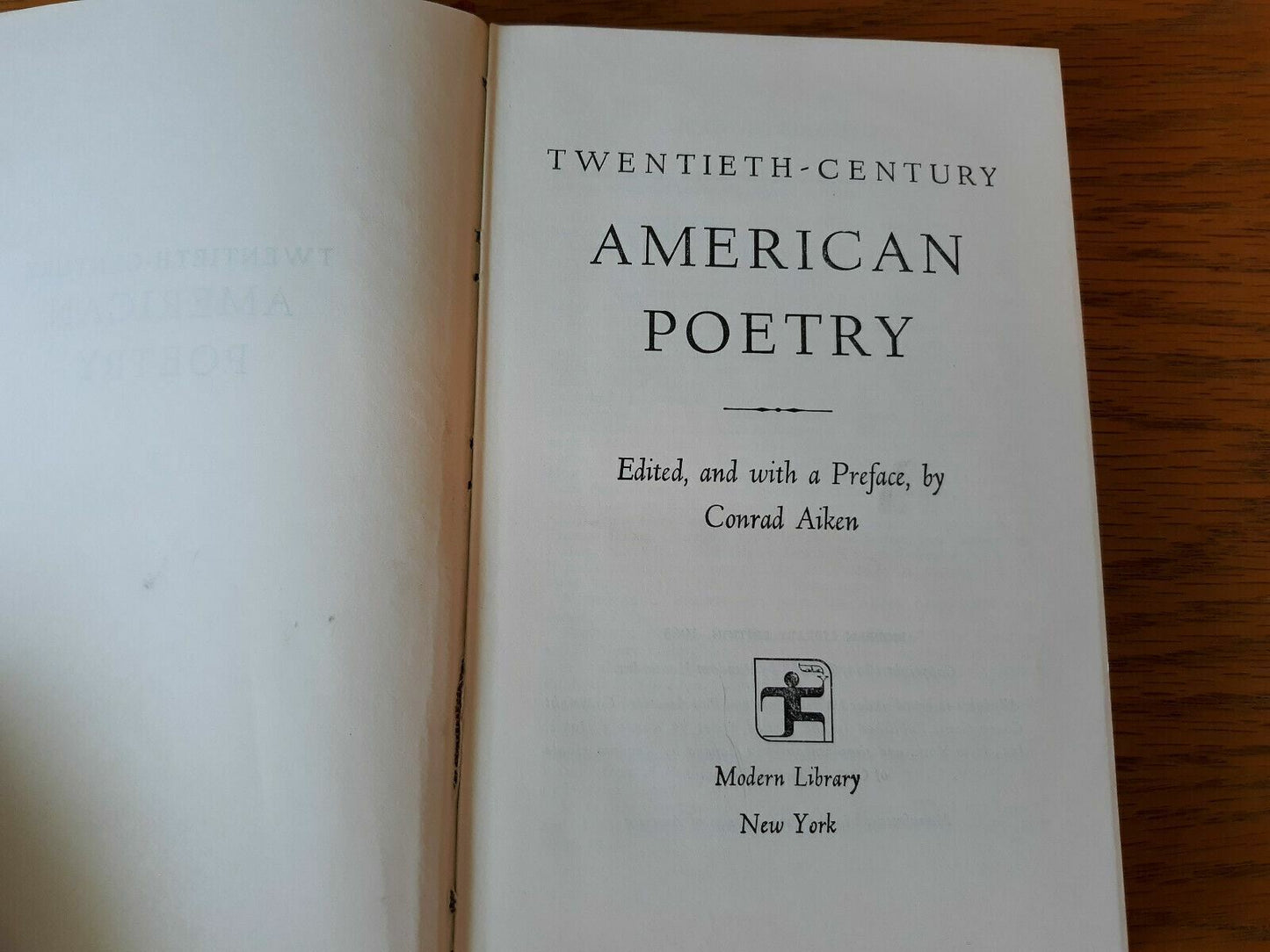 Twentieth Century American Poetry Hardcover Modern Library 1963