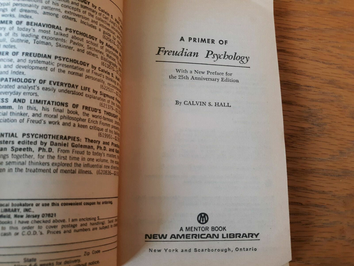 A Primer of Freudian Psychology Calvin S. Hall 1979 Mentor Book
