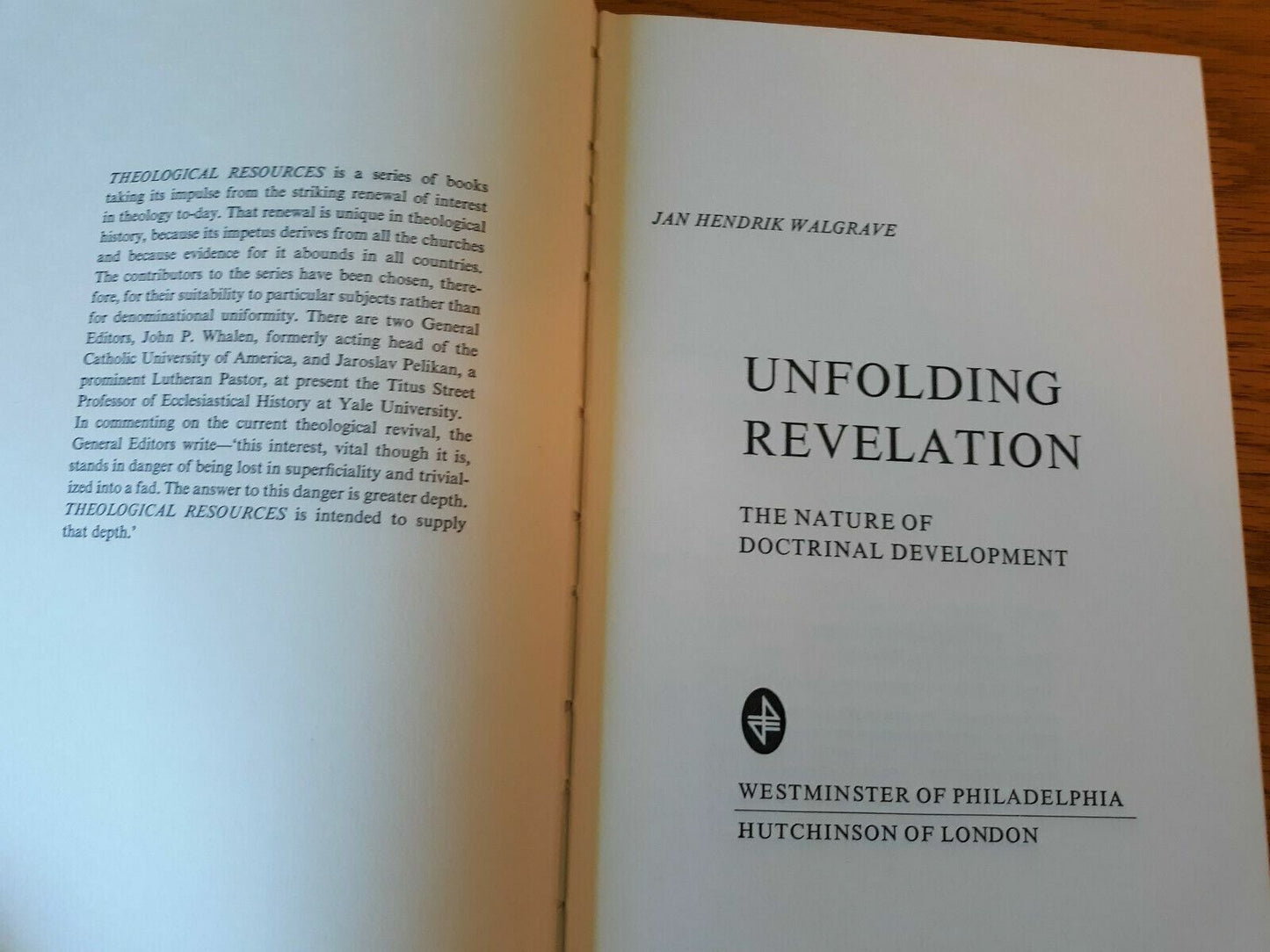 Unfolding Revelation Jan Hendrik Walgrave 1972 Hardcover Westminster