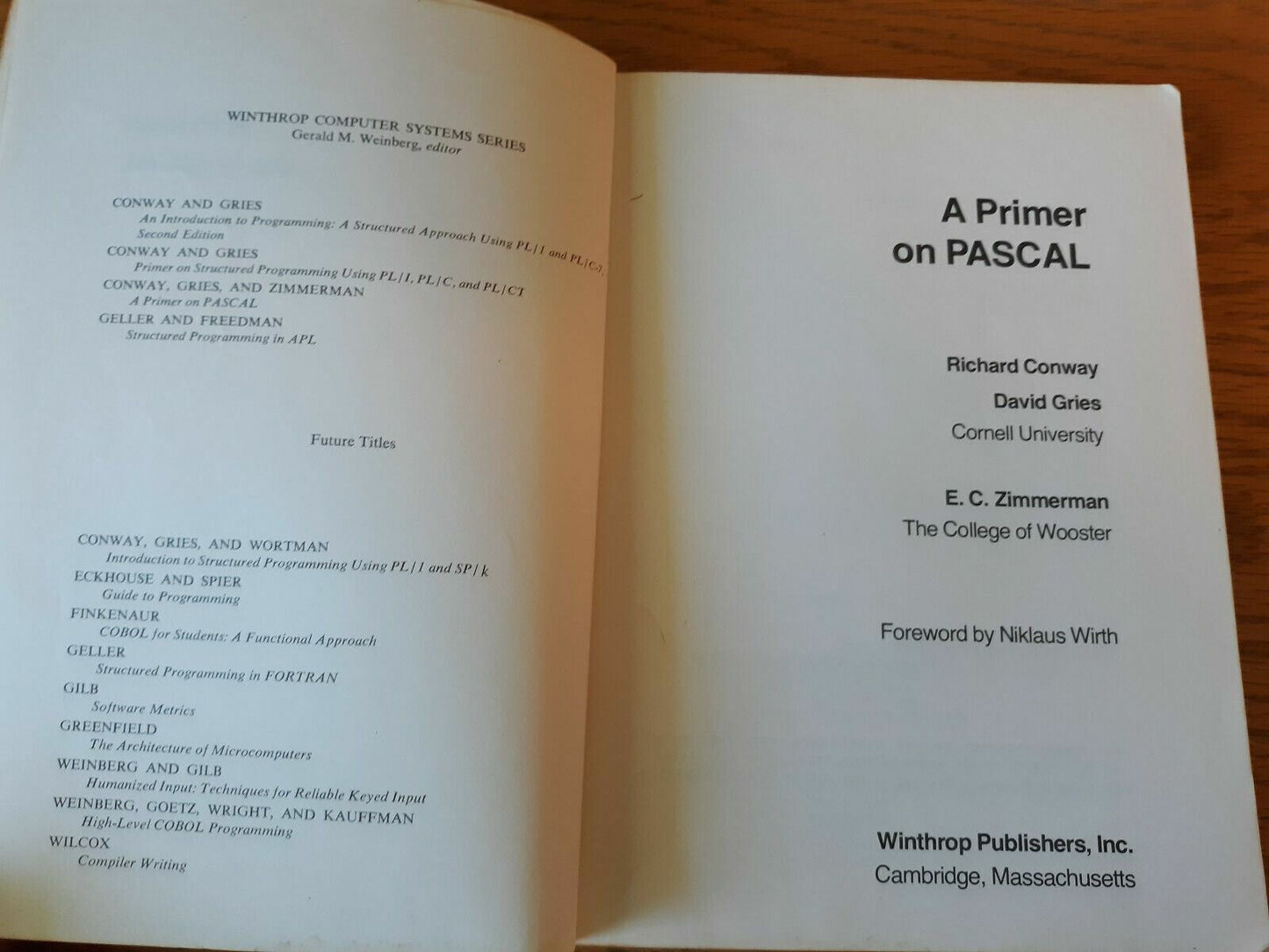 A Primer On Pascal Richard Conway 1976 Winthrop Paperback