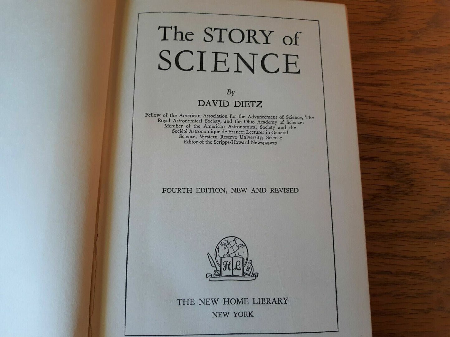 The Story Of Science David Dietz 1942 New Home Library Hardcover