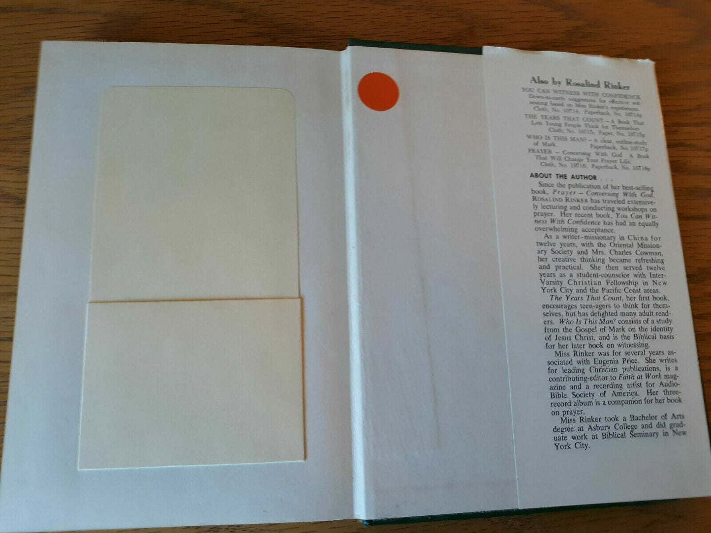 Becoming A Christian Rosalind Rinker 1965 Hardcover Dust Jacket Zondervan