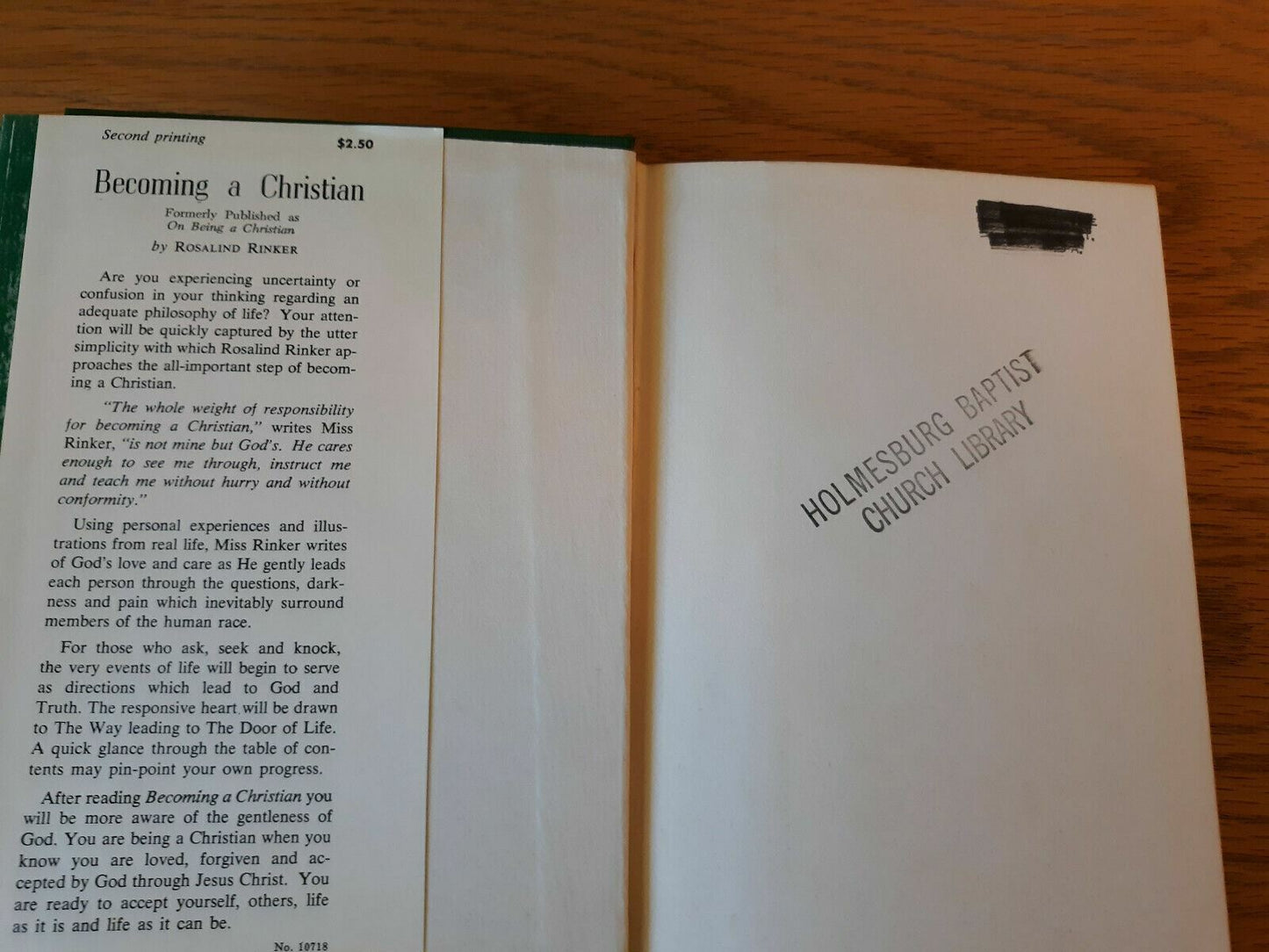 Becoming A Christian Rosalind Rinker 1965 Hardcover Dust Jacket Zondervan