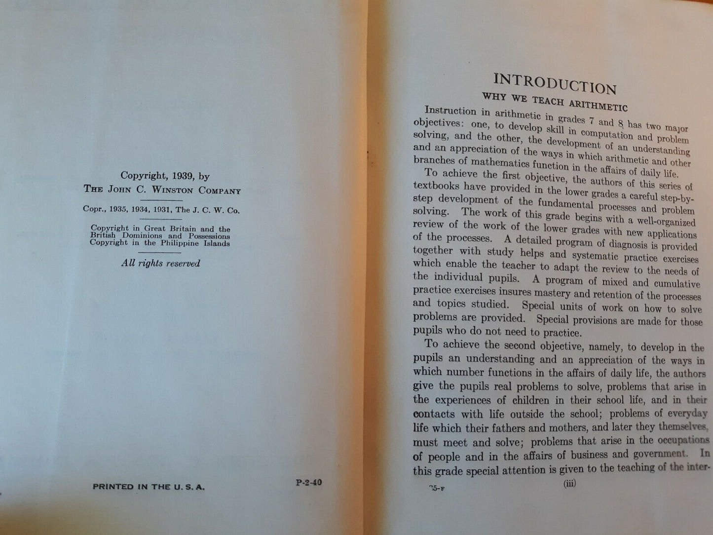 The New Curriculum Arithmetics Grade Eight Leo J Brueckner 1939 Hardcover