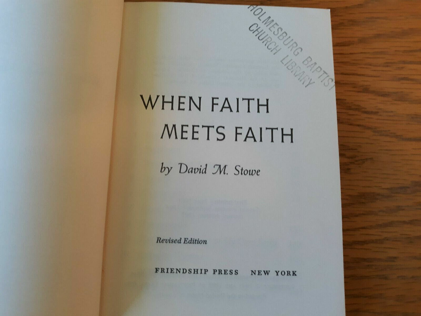 When Faith Meets Faith by David M Stowe 1967 Vintage Paperback